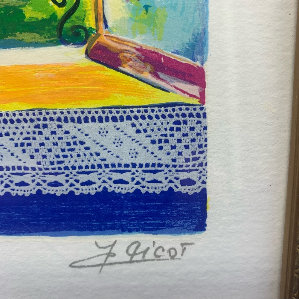 Jean-Claude Picot “Fluers Et Dentelle” Signed Print 8.5”X6.5” “FlowersAndLace” - Picture 3 of 4